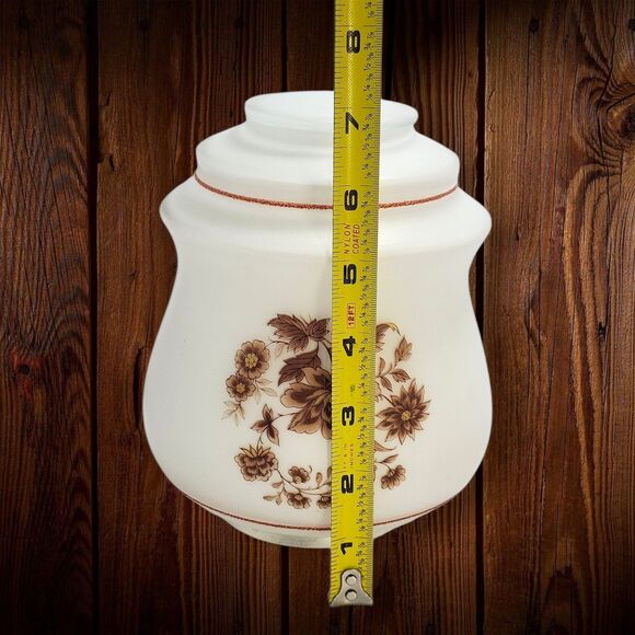 Pair Vintage Kichler Frosted Glass Lamp Shades Brown Floral Ceiling Covers - Picture 7 of 8